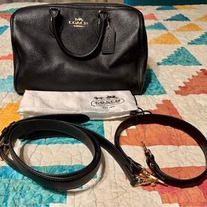 Coach Large Rowan - Black Pebbled Leather